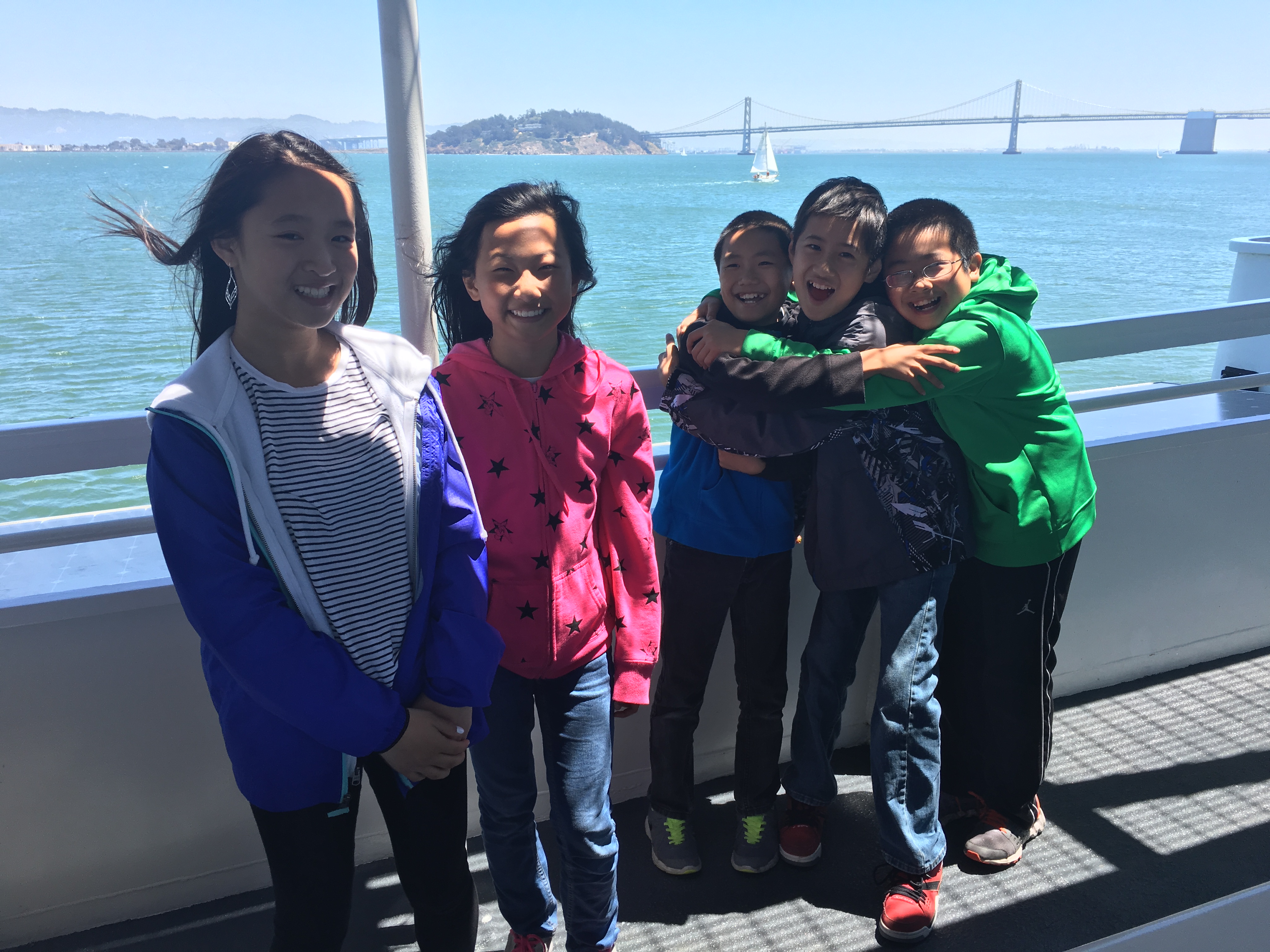 Students on the ferry to Alcatraz