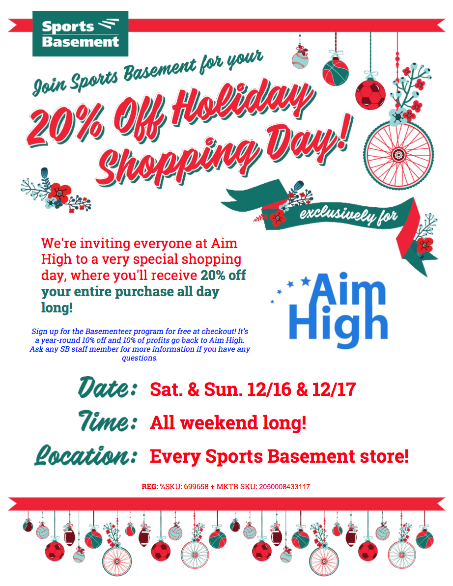 Sports Basement Aim High Holiday Shopping